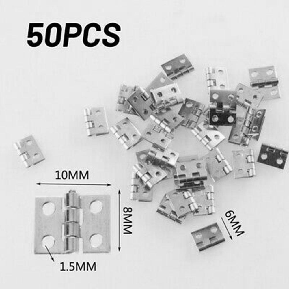 50pcs Brass Hinge 8*10mm Cabinet Hinges Furniture Accessories For Small Craft Door Jewelry Boxes Accessories