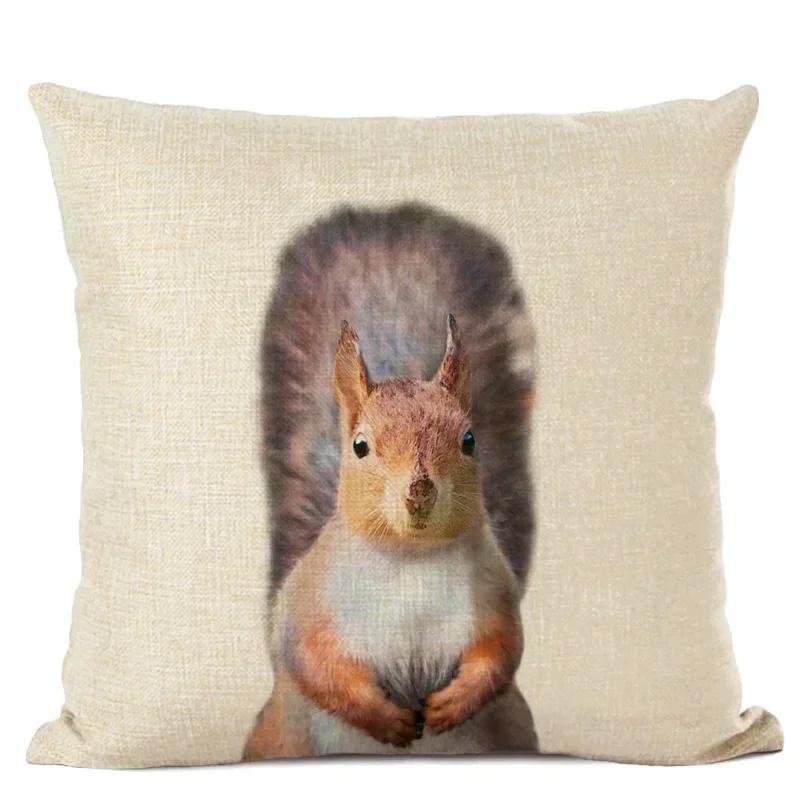 Cute Animal Parrot Linen Pillowcase Deer Wolf Pillows Case For Bedroom Pillow Cover Living Room Decoration Boy Girl Room 45X45Cm