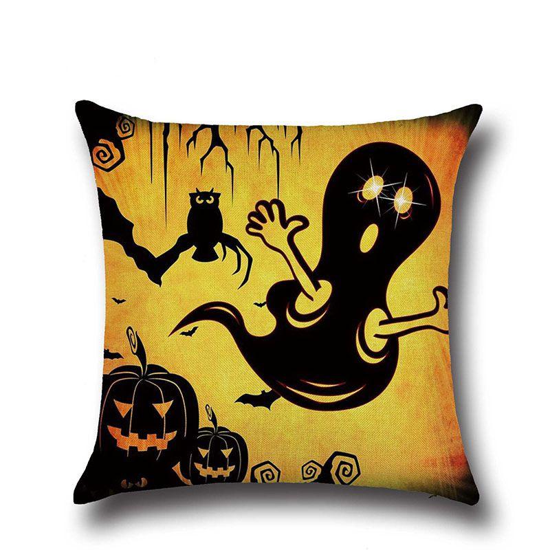 Cotton Linen Halloween Sofa Decor Cushion Cover With Stylish Pumpkin Design