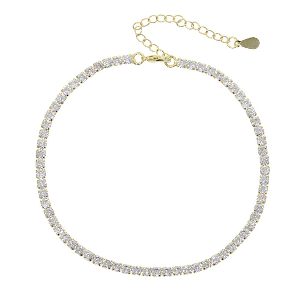 Silver Gold Rose pink 3mm Zircon Cz Tennis Chain Iced Out Bling Women Charm Anklet