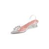 Flash diamond transparent high heels one word with pointed crystal thick heel sandals summer
