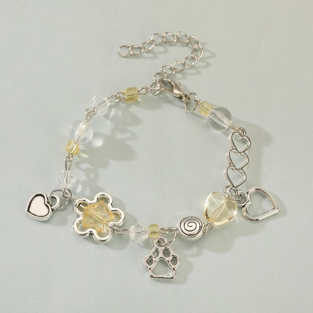 Punk Style Hollow Four Pointed Star Couple Bracelet for Women Men Creative Design Handmade Guitar Heart Bangle Y2K Jewelry Gift