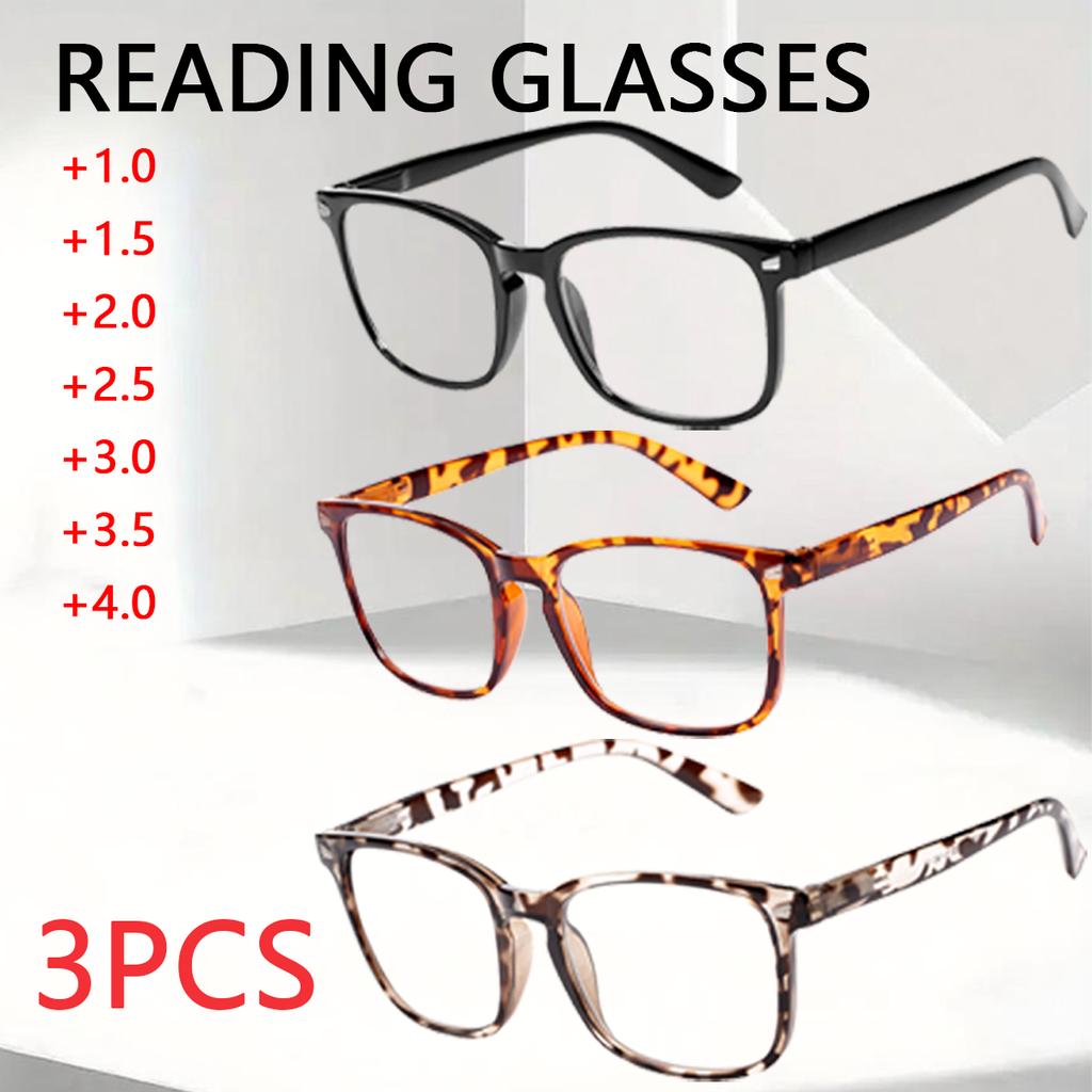 3pcs New Blue Light Blocking Reading Glasses Square Frame Eyewear Anti Blue Light Computer Eyeglasses
