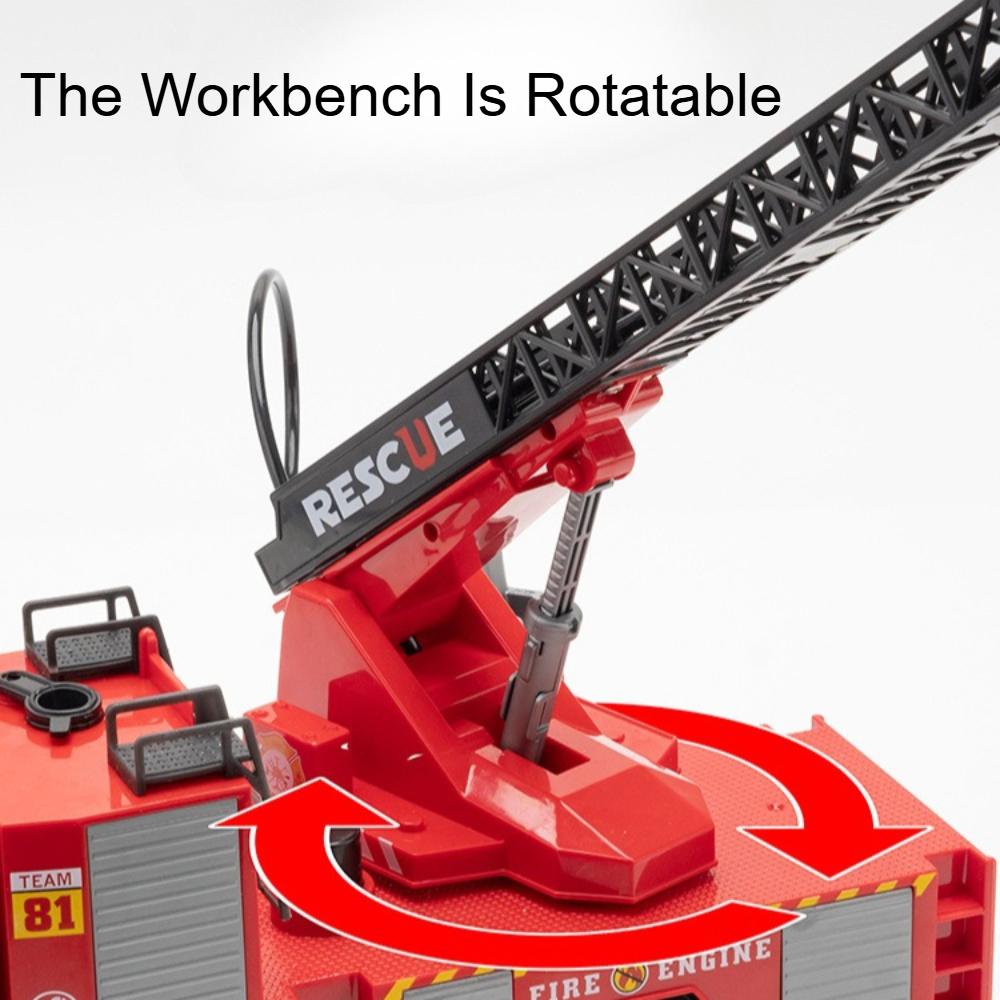 1:18 Leiter Feuerwehrauto Modell Spielzeugauto Licht Musik Legierung Karosserie Wassersprüh Sprinkler Fahrzeugmodelle Kindergeburtstagsgeschenke