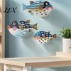Puffer Fish Wall Sculptures 3Pcs Wooden Pufferfish/Fish/Seagull/Swallow Decor, Nautical Art, Rustic Coastal Decoration, Ocean Theme Hanging
