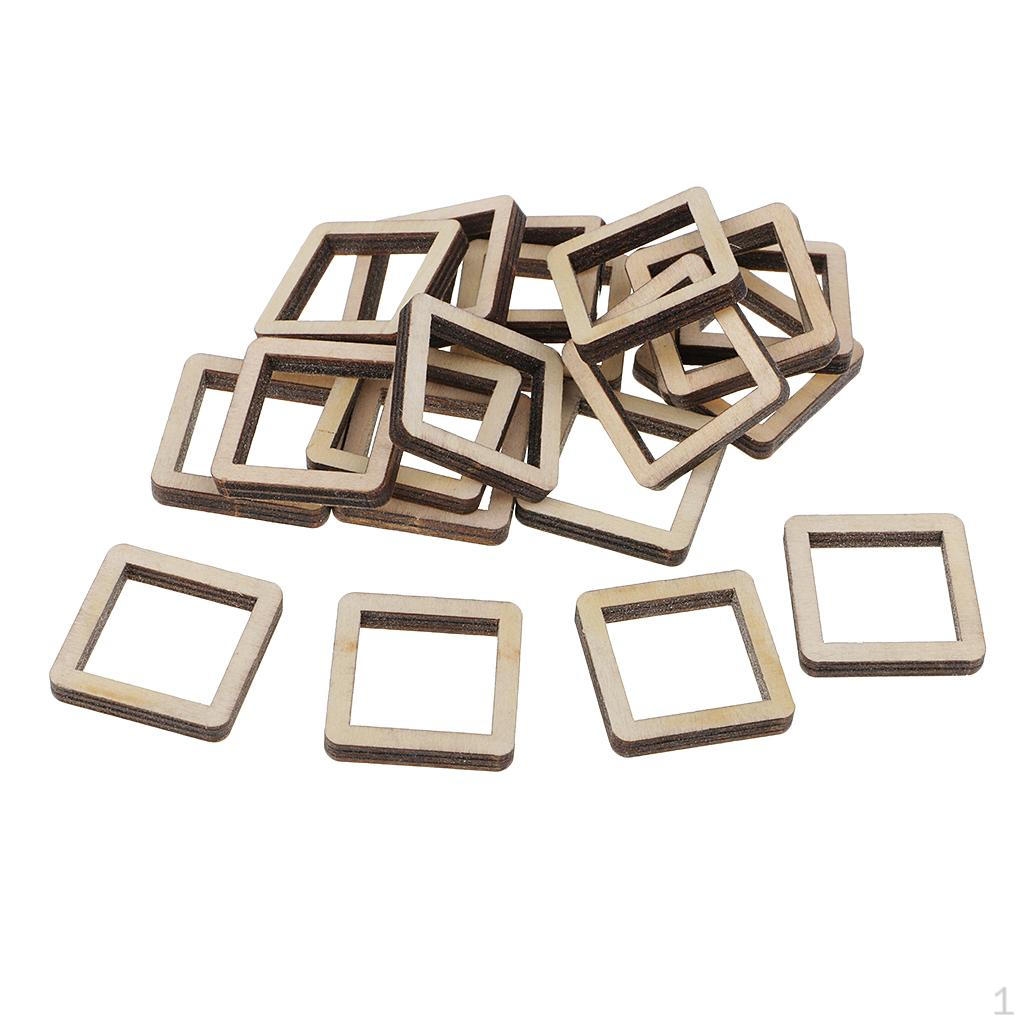 Choice 3cm / 5cm 10cm Unfinished Wooden Hollow Square 20Pieces 30mm