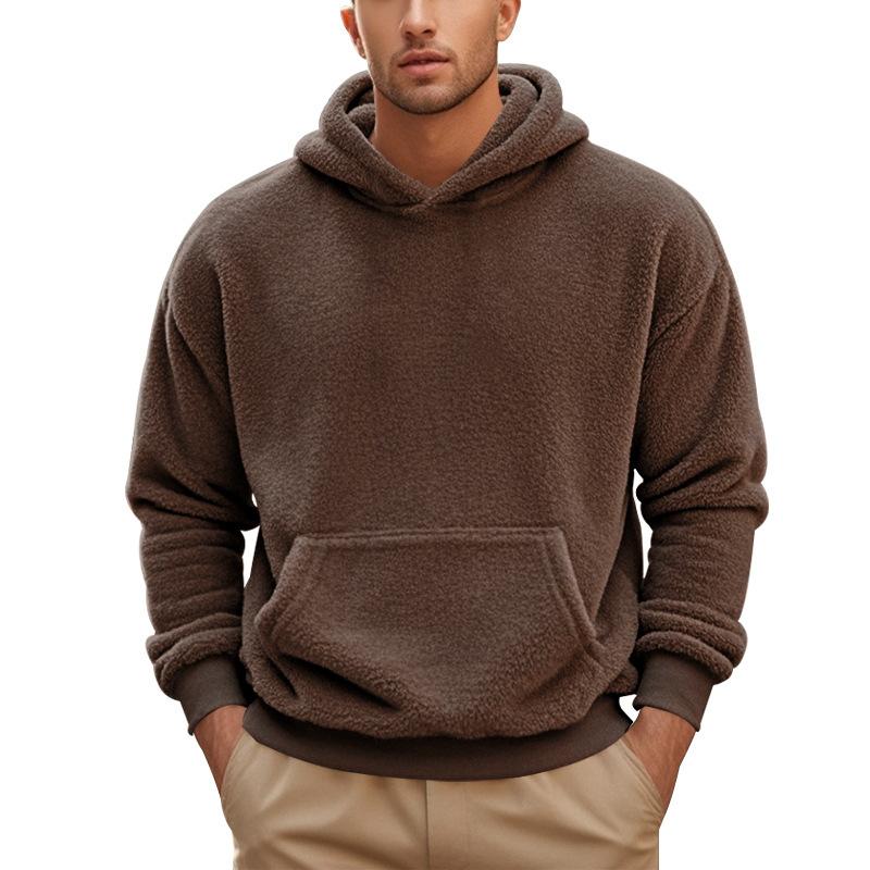 New Plus Size Men's Autumn and Winter Hooded Pullover Casual Loose Sweatshirt