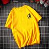 Pure Cotton Childrens Tshirt with Letter A Printed Pure Cotton Round Neck Parentchild Outfit Korean Version Tshirt