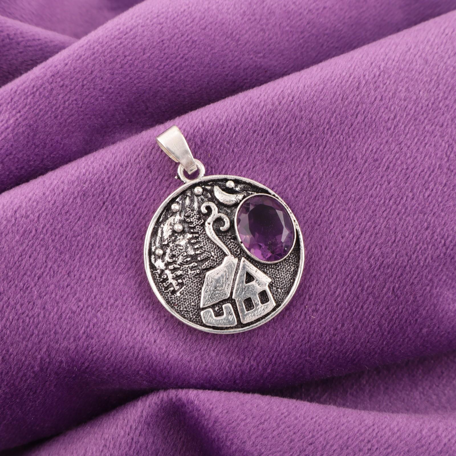 

Аметист Драгоценный камень 925 Стерлинговое серебро Ювелирные изделия Ручной работы Подвеска 1,29 Для женщин CP-39-4