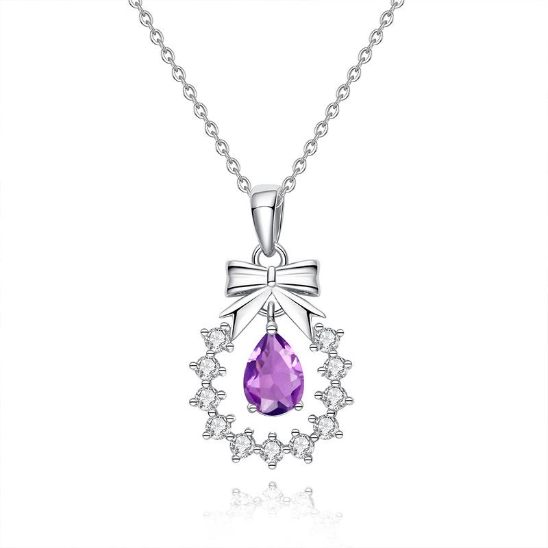 

Original bow wreath necklace female s925 sterling silver light luxury versatile fairy wind natural spar smart collarbone chain jewelry gift 925 silver