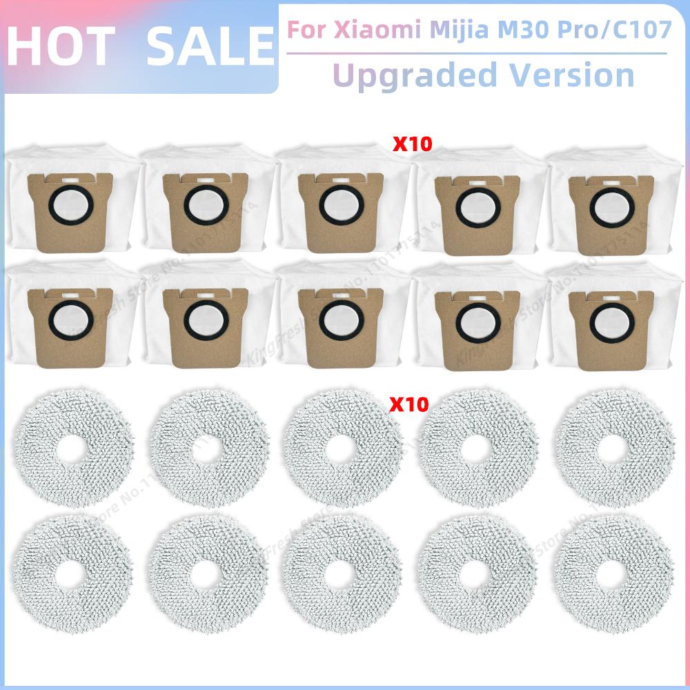 Fit For Xiaomi Mijia M30 Pro /C107 Robot Vacuum Parts Roller Side Brush Cover Hepa Filter Mop Cloth Bracket Dust Bag Accessories