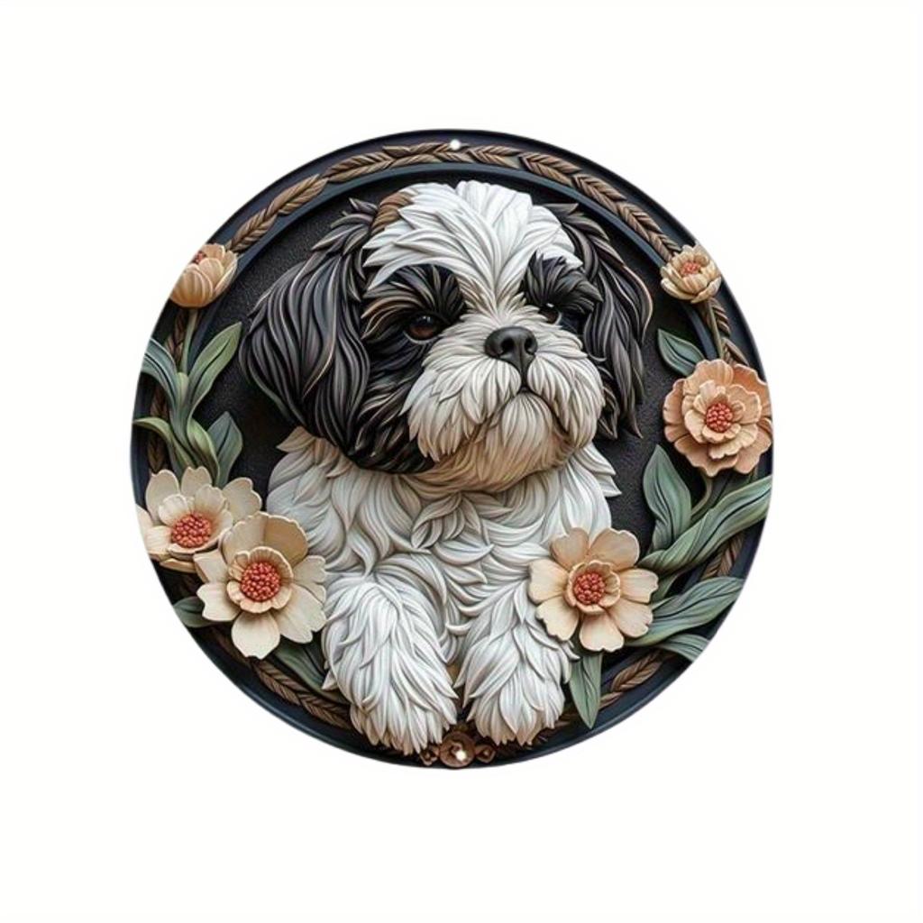 1pc 2d Flat Wood Round Wooden Sign - 20cm Art Painting Wreath Decorative Plates Entrance Decor Gift Mask Theme for Bar Cafe Club Home Room Wall Decor
