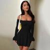 2024 Autumn Women's Backless Off-Shoulder Bell Sleeve Dress