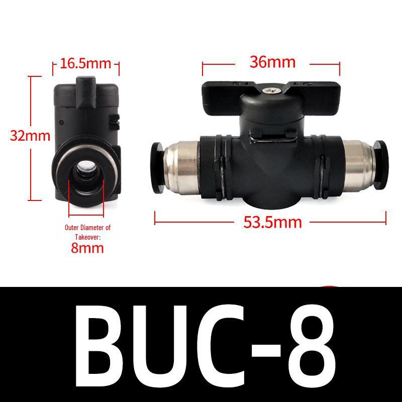 Pneumatic Hand Valve Set with Quick-Plug Connectors BUC 4/6/8/10mm