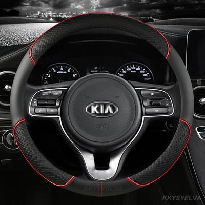 Funda para volante de coche de 38 cm y 15 pulgadas de cuero para Kia Rio 2 3 4 X Line Kombi Sedan K2 K3 K4 K5 KX1 KX3 KX5 Sportage Auto