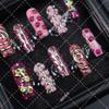 3D Embossed Floral Press-On Nails In Dusty Rose PMMA Acrylic Long Square Tips Women Sweet Punk Chic Style