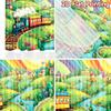 2D flat printing 2pcs Window Curtains Cute Train Rainbow Village Adventure Digital Printed Polyester Drapes Holiday Decorations