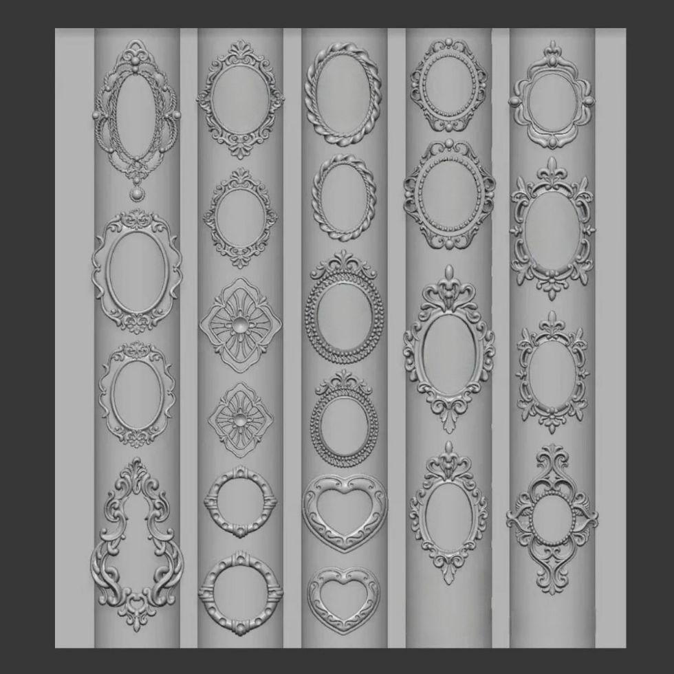 Barocke Hochtransparente Silikonform für Nagelkunst, Edelsteinrahmen & Muschelschnitzerei.