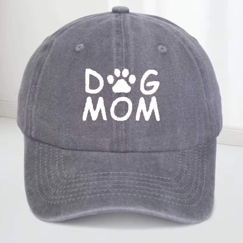 Unisex's and Women's Universal Dog Paw Print DAD & MOM Letter Retro Washed Soft Top Baseball Cap, Adjustable for All Seasons