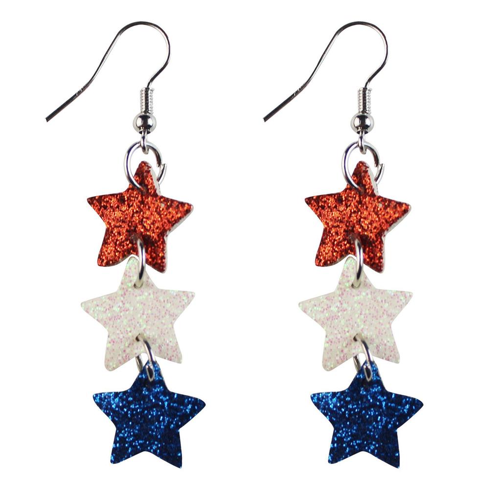 American Flag Star Stripe Elements Independence Day Leather Earrings Election Theme Diy