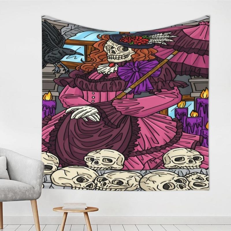 

Гобелен с черепом для подвешивания на стену Цветочный сад Декор для спальни гостиной общежития Подарок на День матери Маме бабушке женщинам 74x94cm(29x37in)