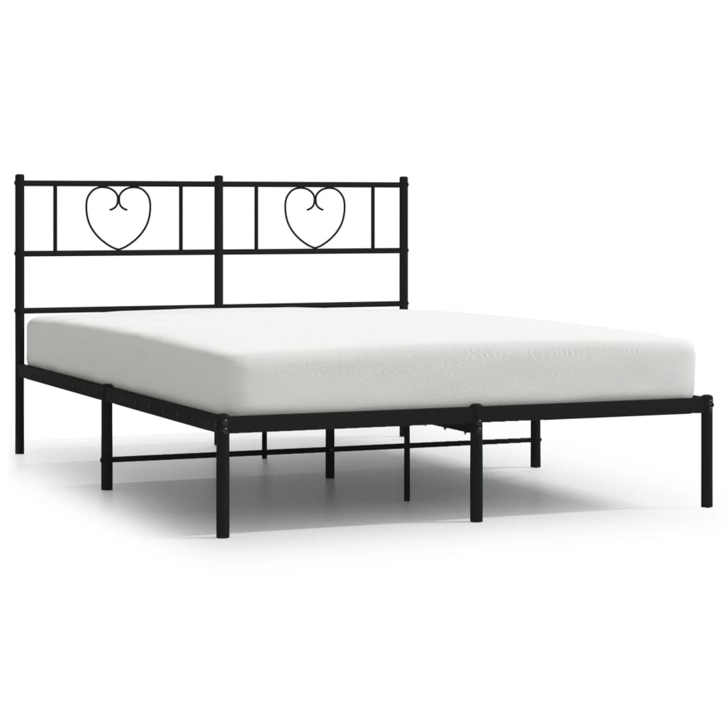 Metal Bed Frame with Headboard Black 120 X 200 Cm