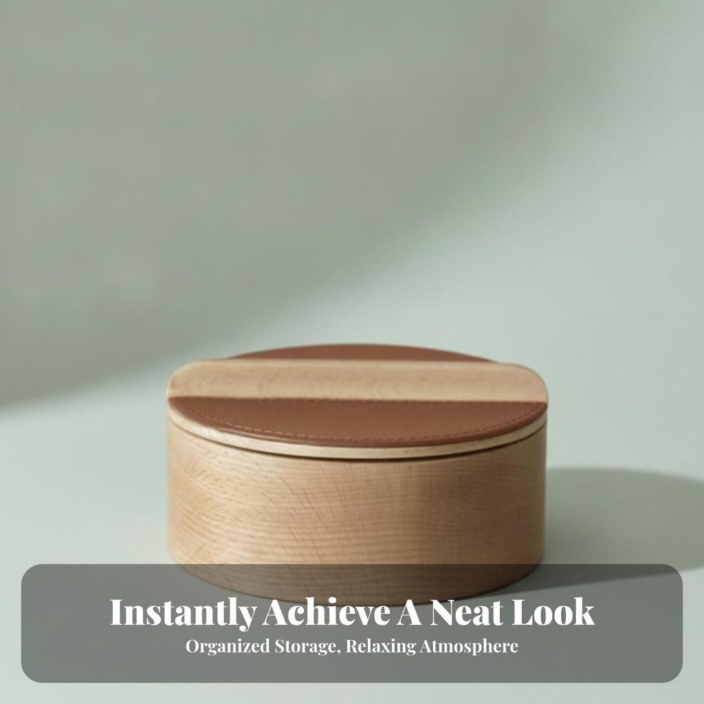Solid Wood Storage Box Snug Lid Round Lifting Strip Cylindrical Wooden Jar