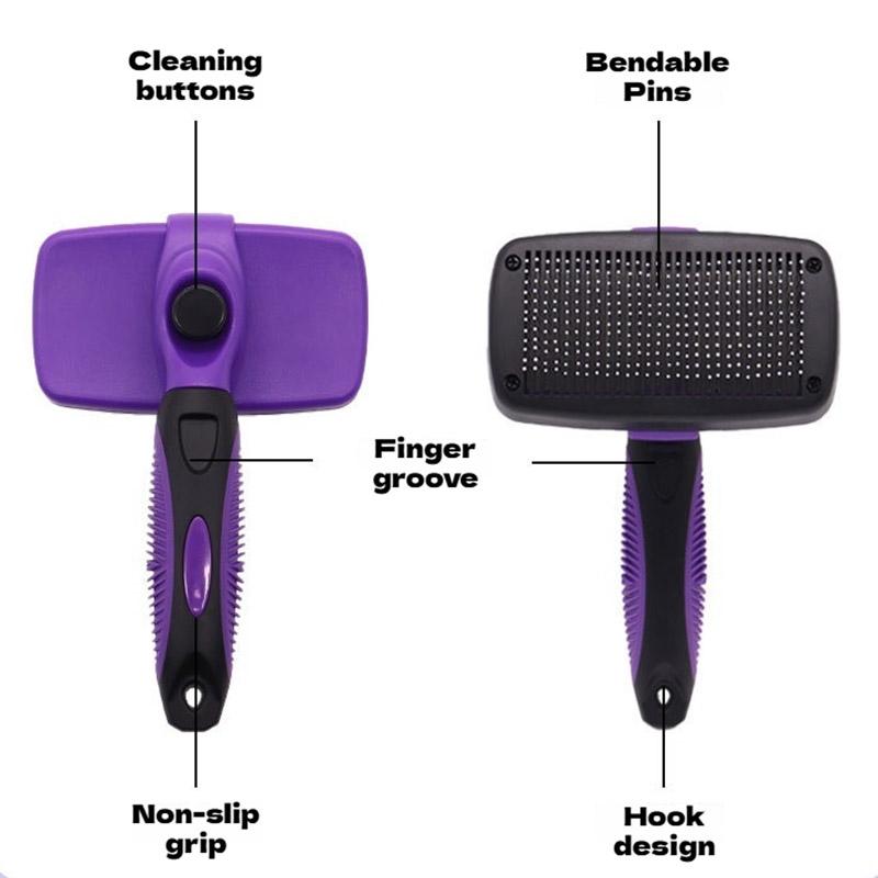 Tierhaarentferner Bürste, Selbst reinigende Slickerbürste Mit Click Clean Knopf, Ausdünnungswerkzeug Für Katzen Hunde, Wesentlicher Pflegekamm Für Lose Haare Entf