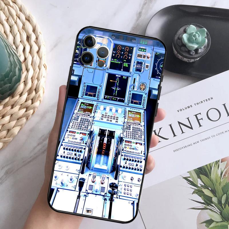 

Aviation Helicopter Cockpit Instrument Phone Case For iPhone 16 15 14 13 12 11 Pro Max 12 13 Mini 7 8 16 Plus X XR XS Max Cover iPhone 12 mini