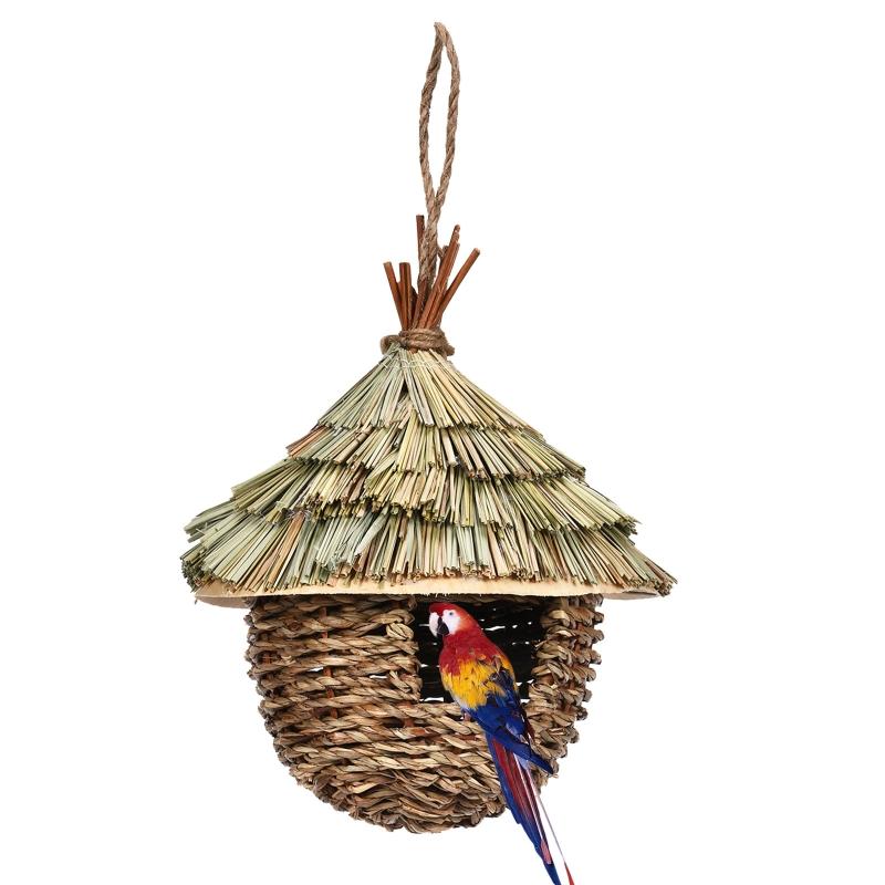 Hanging Hummingbird Nest House Outside Hand Woven Bird Nest Durable Sturdy Natural Grass Material Great for Patio Indoor