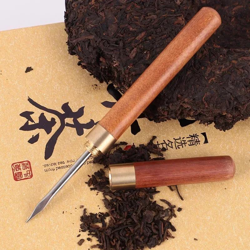 Sandalwood Tea Knife Tea Needles Pick With Wood Handle Puer Tea Tools Cone Needle Breaking Prying Brick Professional Tool