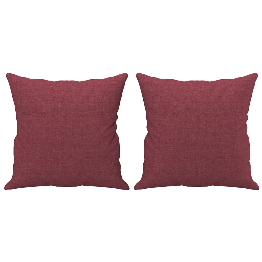 3 Piece Sofa Set with Cushions Wine Red Fabric