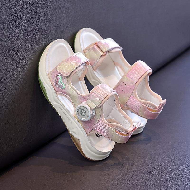 Girls Sandals Summer New Soft Sole Fashion Korean Version Medium and Large Children Light Non-slip Children Girls Beach Shoes