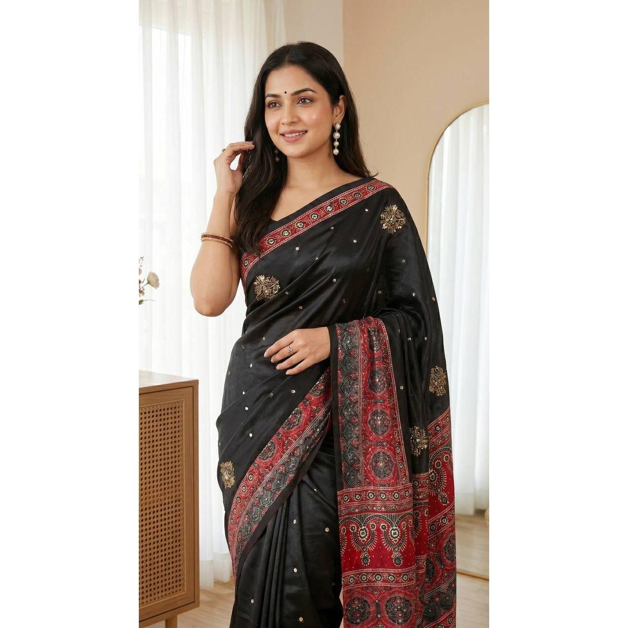 New Super Hit Ajrakh Print Saree Collection