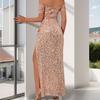 Hot-selling New European and American Sequins Sleeveless High Slit Evening Dress Single Shoulder Strap Tight Sexy Party Dress