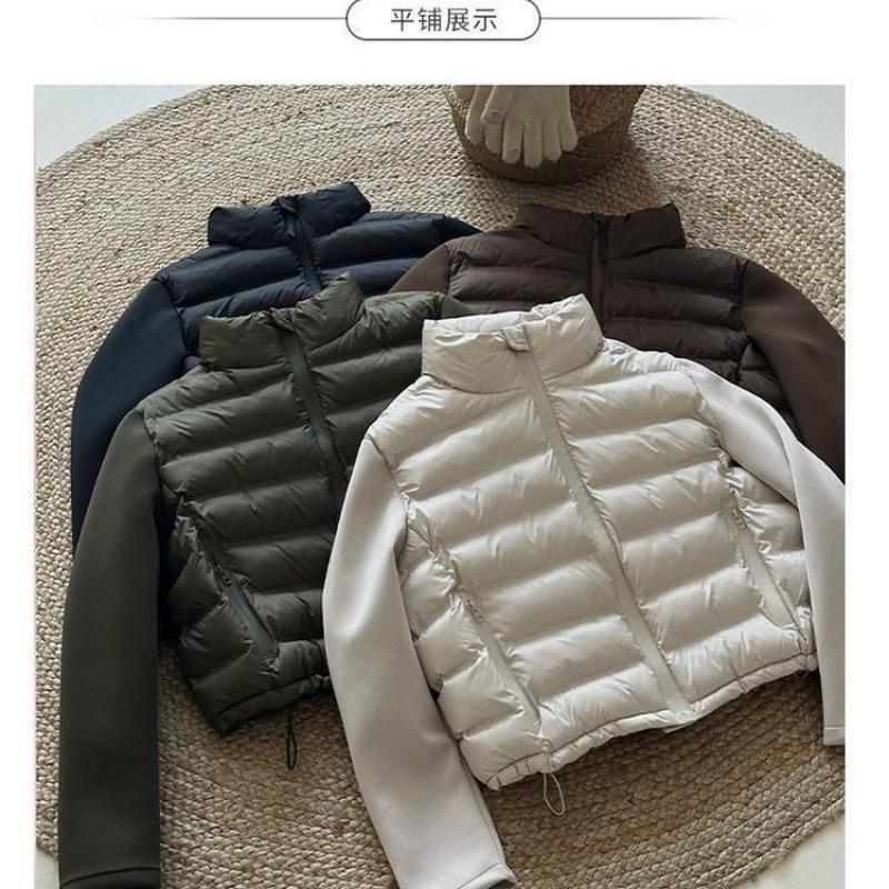 

Stand-up collar winter new splicing down jacket cotton-padded jacket small cotton-padded jacket short jacket cotton-padded jacket S size recommends 80-50 kg слоновая кость