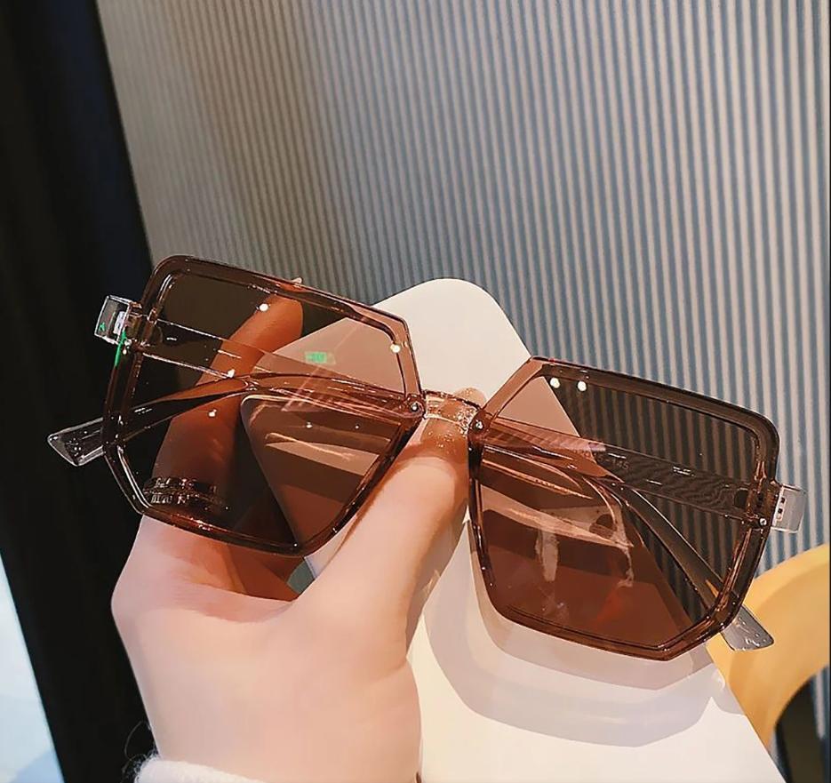 

Vintage Women Large Frame Square Sunglasses Men Luxury Sun Glasses Brand Design Trendy Eye Glasses UV400 Shades Driving Goggle коричневый
