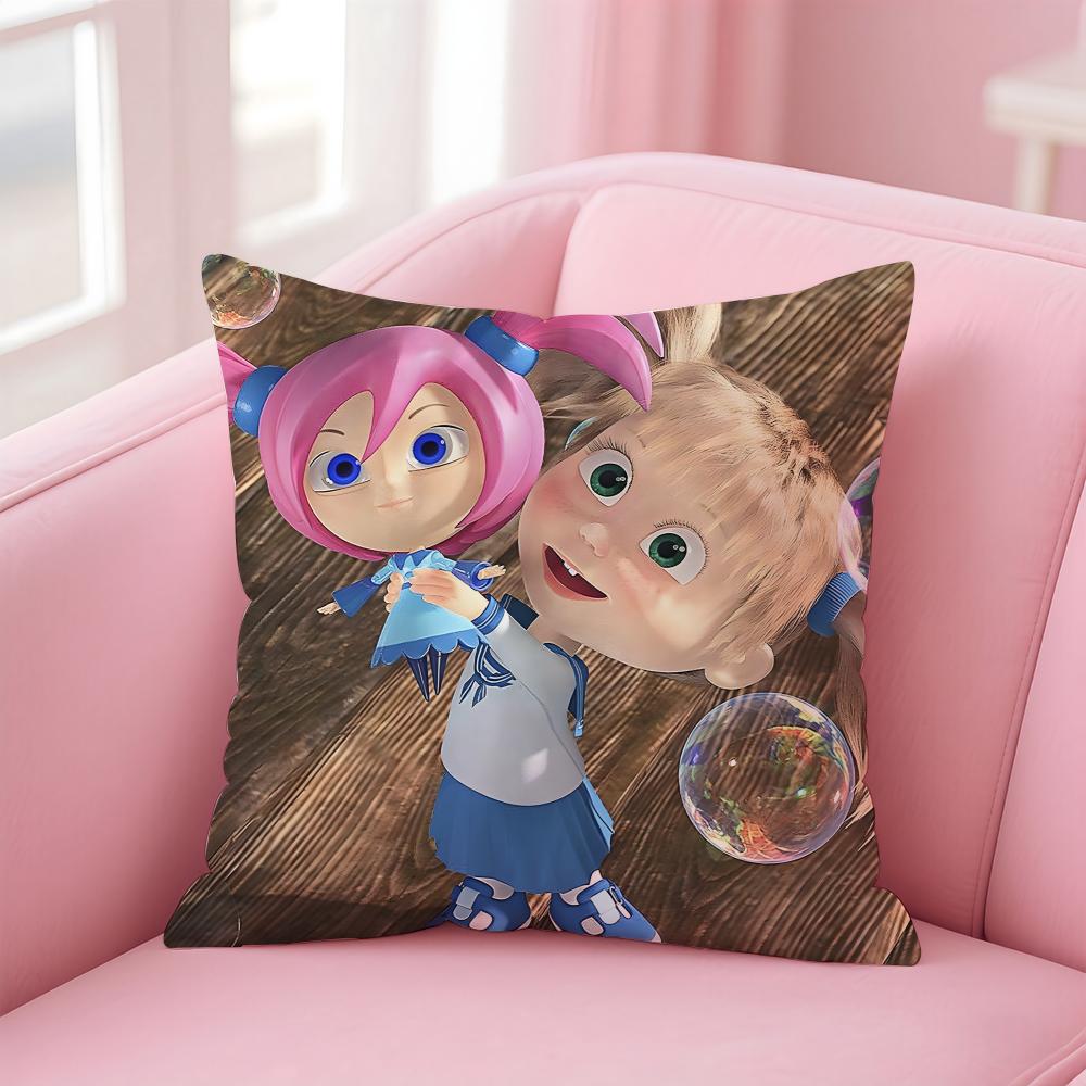 Kreskówka M-Masza i Niedźwiedź Poszewka na Poduszkę Wygodna Dwustronna Poszewka Idealna do Samochodu Sofy Sypialni i Nie Tylko