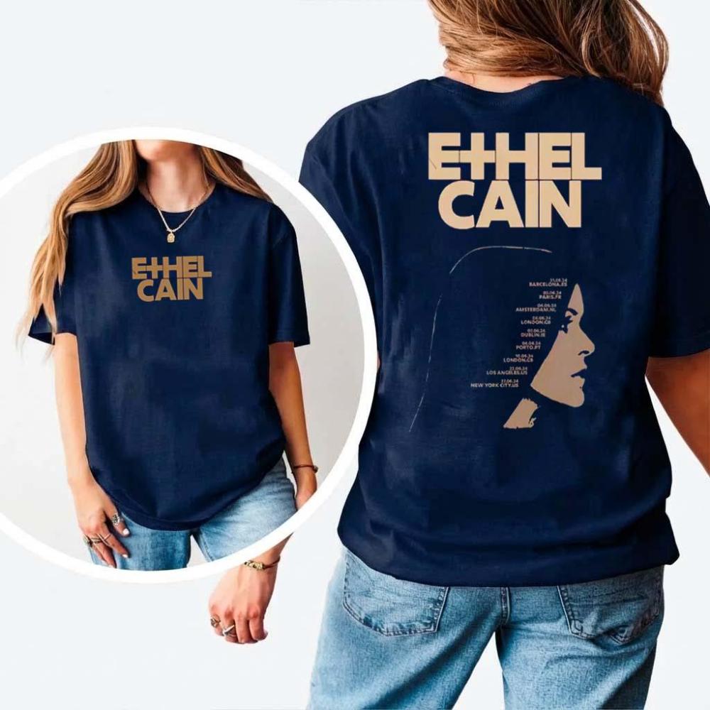 Ethel 2 World Tour Commemorative Tshirt  Independent Pop Aesthetics Graphic Pure Cotton AllSeason Couple Streetwear Tshirt