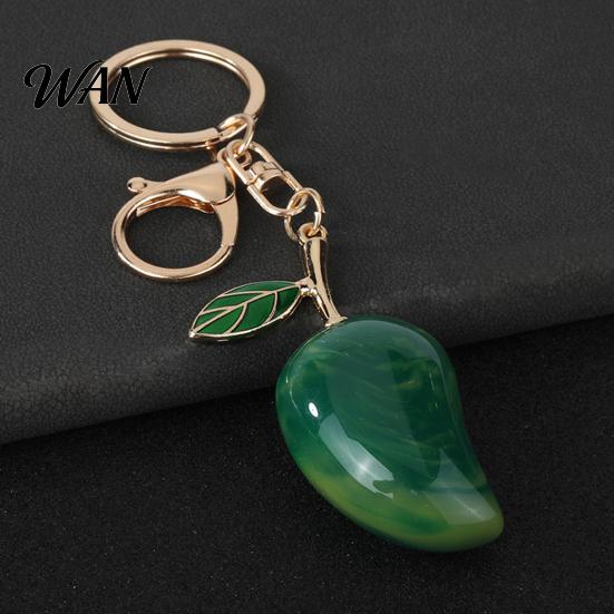 Fruit Pendant Keychain Zinc Alloy Mango Shape Key Chain with Lobster Clasp Easy To Hang Holder Backpack Car Accessory