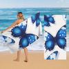 Serviette Grande Taille Motif Papillons Bleus Serviette de Plage Serviette de Sport, Super Absorbante, Séchage Rapide, Serviette de Sport Bain