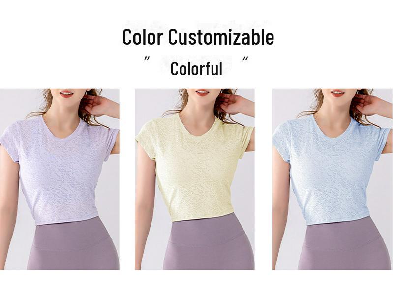 Damen Sommer Mesh Kurzarm Twist Yoga Top