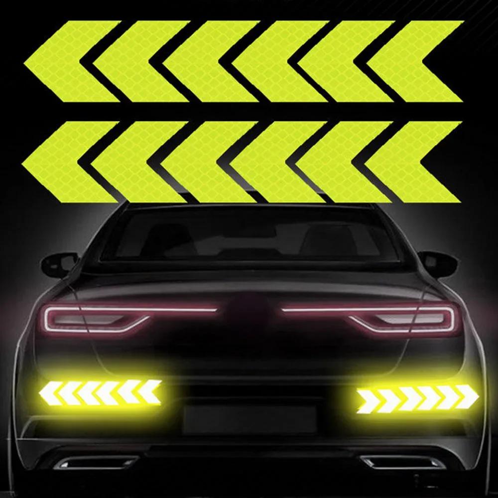 High Reflective Car Safety Reflective Arrow Stickers Car Motorcycle Truck Helmet Safe Warning Markers Decals Auto Exterior Decor