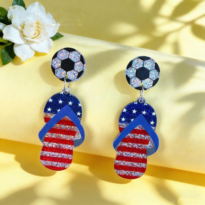 Patriotic Earrings 4th of July Earrings American Flag Sunflowe Acrylic Earrings for Women Independence Day Party Jewelry Gifts
