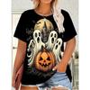 Mode Dam Rundhals Kort Ärm 3D Casual Färgtryck Casual Kortärmad Rundhalsad T-shirt