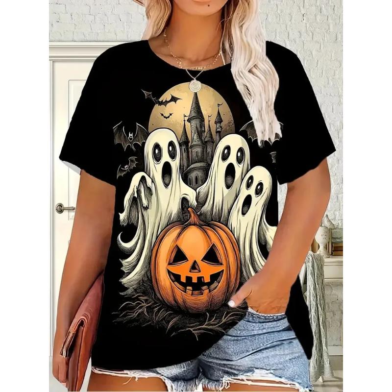 Mode Dam Rundhals Kort Ärm 3D Casual Färgtryck Casual Kortärmad Rundhalsad T-shirt