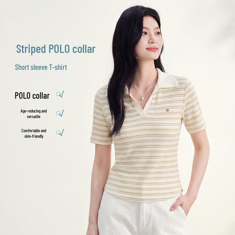 FivePlus Women s Retro Academic Style Slim Fit Short Sleeve T-Shirt M