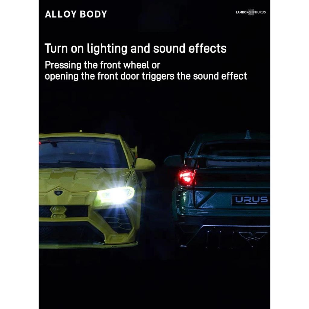 1/32 Lamborghini Bison Urus SUV Alloy Scale Car Model Diecast Metal Miniature Car Model Sound and Light Collection Children Toy Vehicles Gifts