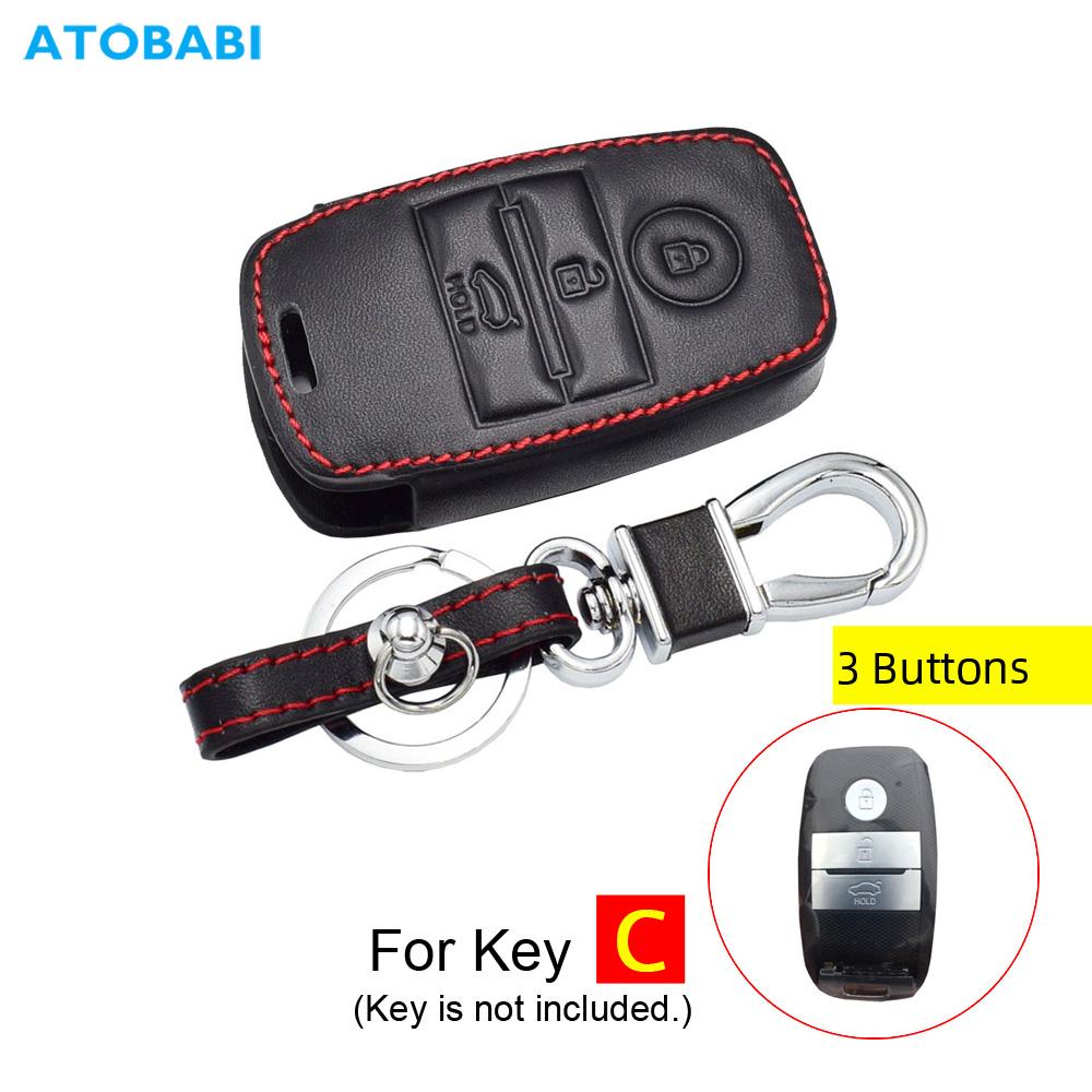 Leather Car Key Case Remote Key Cover For Kia Rio Sorento Optima Forte Niro Soul Sedona Sportage Ceed K3 Cerato Seltos Accessory