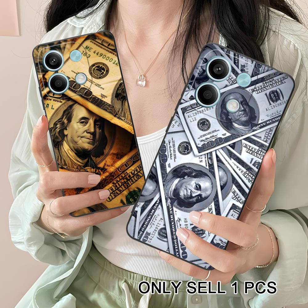 USD Dollar Matte TPU Mobile Phone Case for Xiaomi Redmi 15 14 13 12 A5 3 2 1 C Plus 4G 5G Colorful Printing Cover